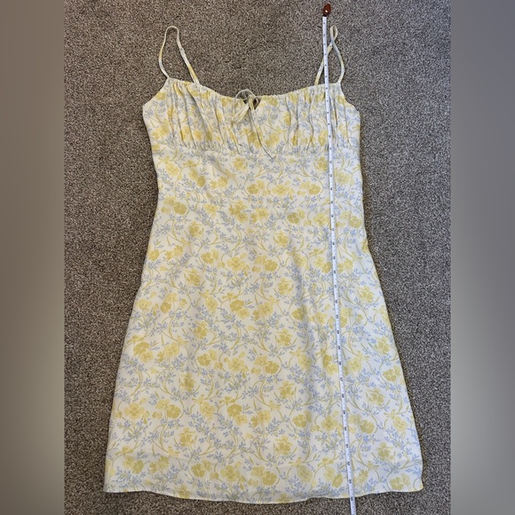 Sunday Best Aritzia Mini Dress Yellow Ditzy Floral Women’s S Milkmaid Coquette - Picture 11 of 13